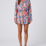 Anjuna Long-sleeve short floral kaftan