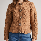 La DoubleJ Crystal-embellished cable-knit cardigan
