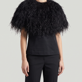 Loulou de Saison Iona feather-trimmed crepe blouse