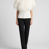 Loulou de Saison Iona feather-trimmed crepe blouse
