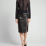 Gucci Leather zipped midi skirt