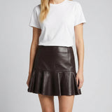 Alaïa Leather ruffle mini skirt