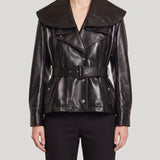 McQueen Belted draped leather jacket