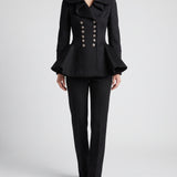 McQueen Ruffle-collar wool peplum coat