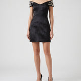 McQueen Off-shoulder satin cocktail mini dress