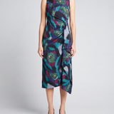 Dries Van Noten Marbled moiré-print draped midi dress