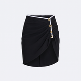 Moeva Mirazur gold-buttoned high-waist mini skirt