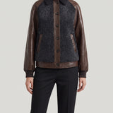 Miu Miu Calfskin and shearling blouson jacket
