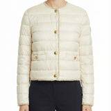 Fleurs bouclé‑trimmed short down jacket
