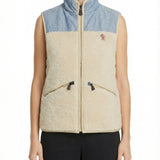 Teddy and chambray vest