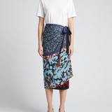 Dries Van Noten Printed silk twill midi wrap skirt