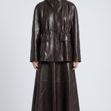 Nour Hammour Daria draped leather midi skirt