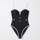 Moeva Lourmarin underwired button-detail swimsuit