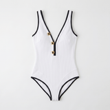 Moeva Brie v-neck button-detail swimsuit