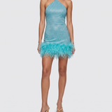 Oséree Lumière Plumage necklace mini dress
