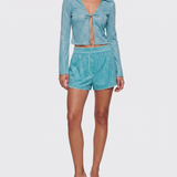 Oséree Lumière metallic lurex shorts