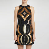 Sleeveless dress with collane embroidery