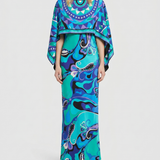 Pucci Orchidee print silk dress with cape