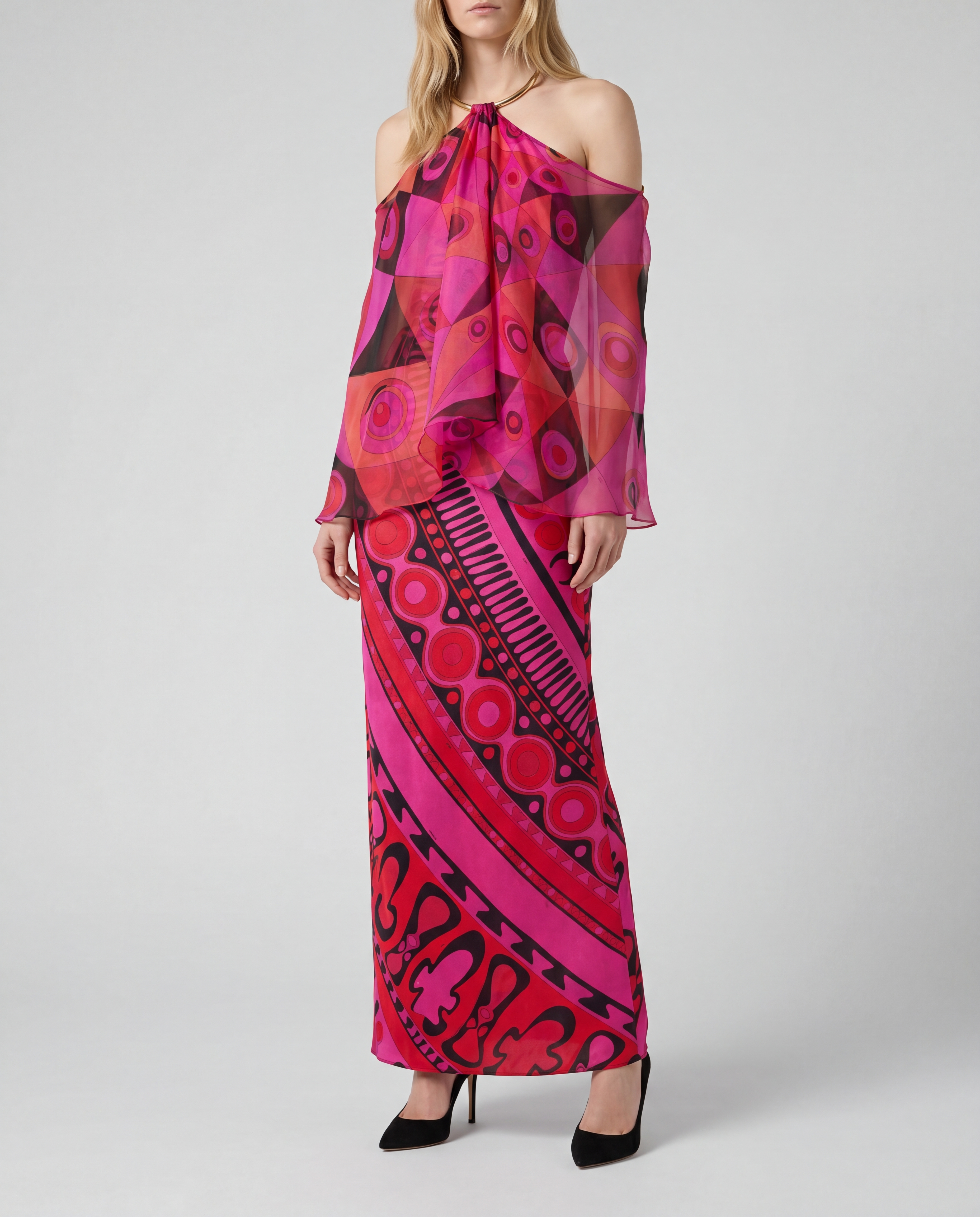 pucci satin dress Marmo halterneck satin jersey maxi dress in blue - Pucci