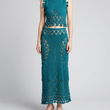 Rabanne Embellished crochet cotton midi skirt
