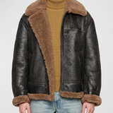 Saint Laurent Shearling-trim leather jacket