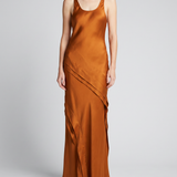 Saint Laurent Sleeveless draped silk maxi dress