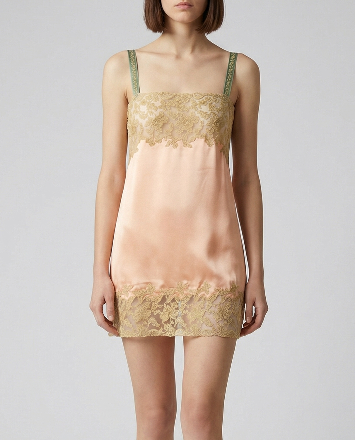 Saint Laurent Laced slip dress in silk satin – Luisa World