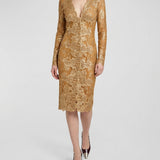 Saint Laurent Cassandre-button lace midi dress