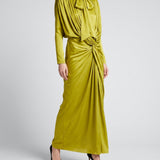 Balmain Draped silk-satin maxi dress