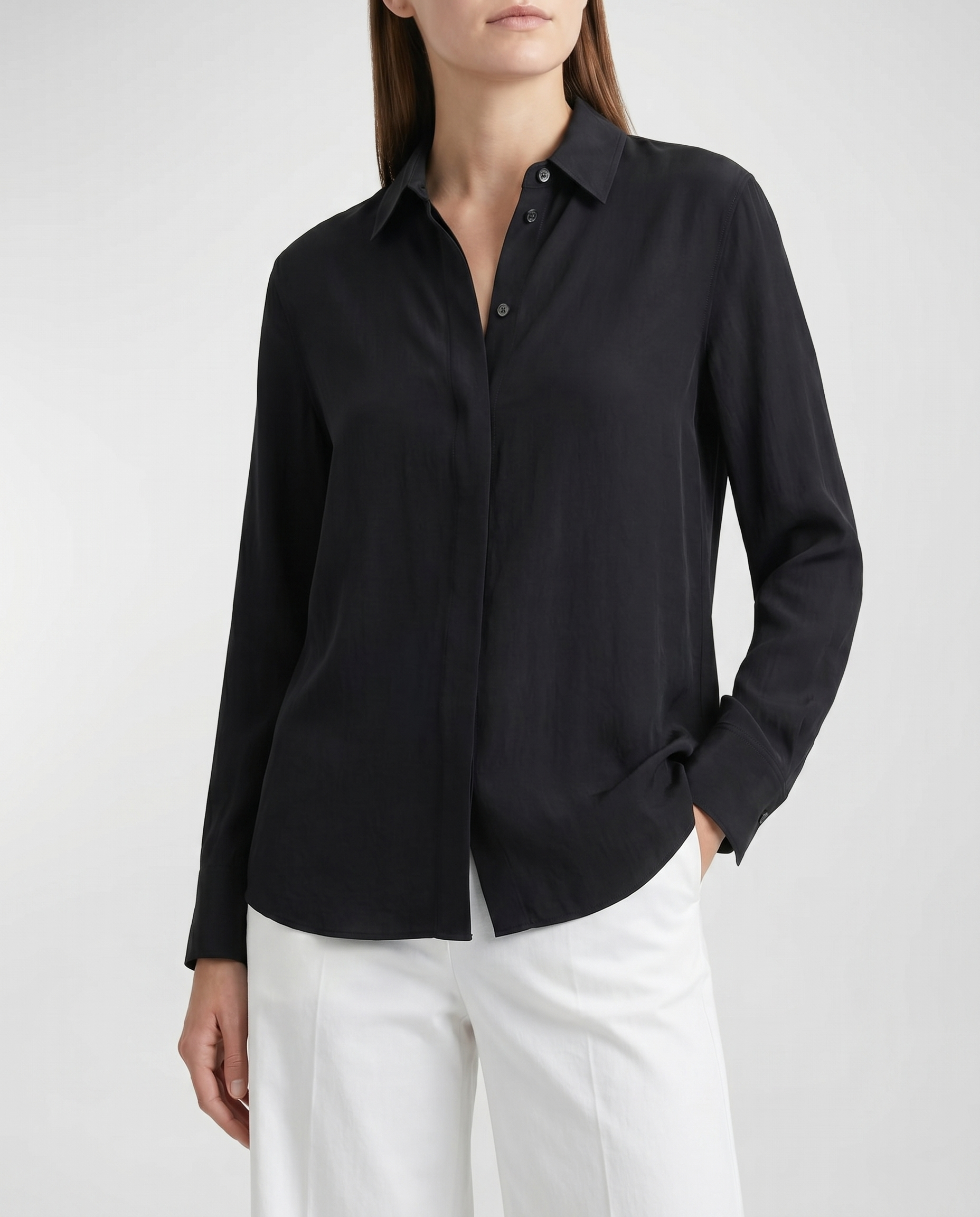 theory dress shirt Fitted Shirt in Good Cotton in White | Women's Tailored Shirt