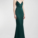 Tom Ford Metallic-trim open-back evening gown