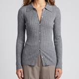 Toteme Ribbed-knit cashmere and silk cardigan