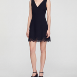 Valentino Garavani Lace-trimmed silk crepe mini dress