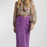 Valentino Garavani Suede skirt with button detail