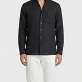 Stand-up collar linen shirt