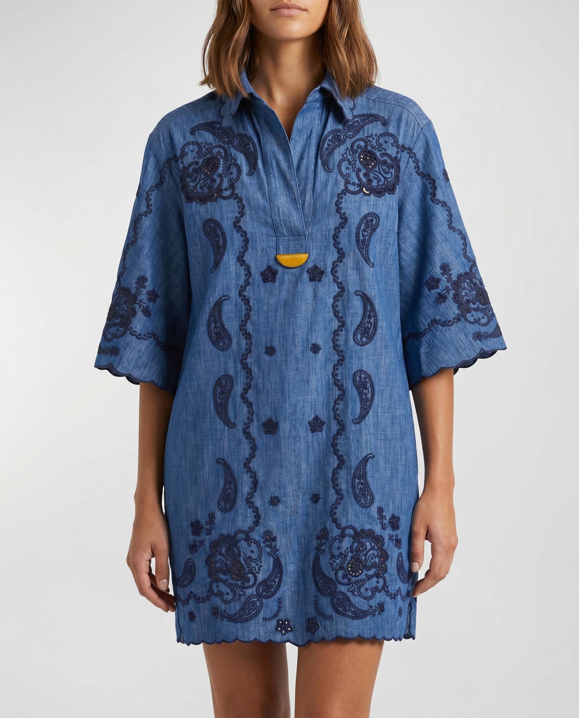 Zimmermann Embroidered cotton chambray mini dress – Luisa World