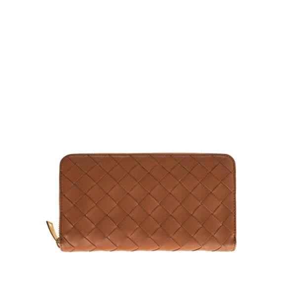 Zip-around Intrecciato leather wallet