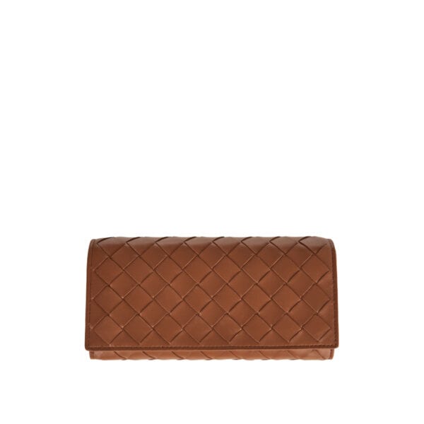 Flap Intrecciato large leather wallet