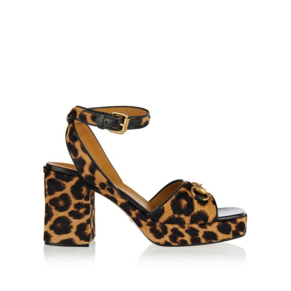 Horsebit leopard calf hair sandals