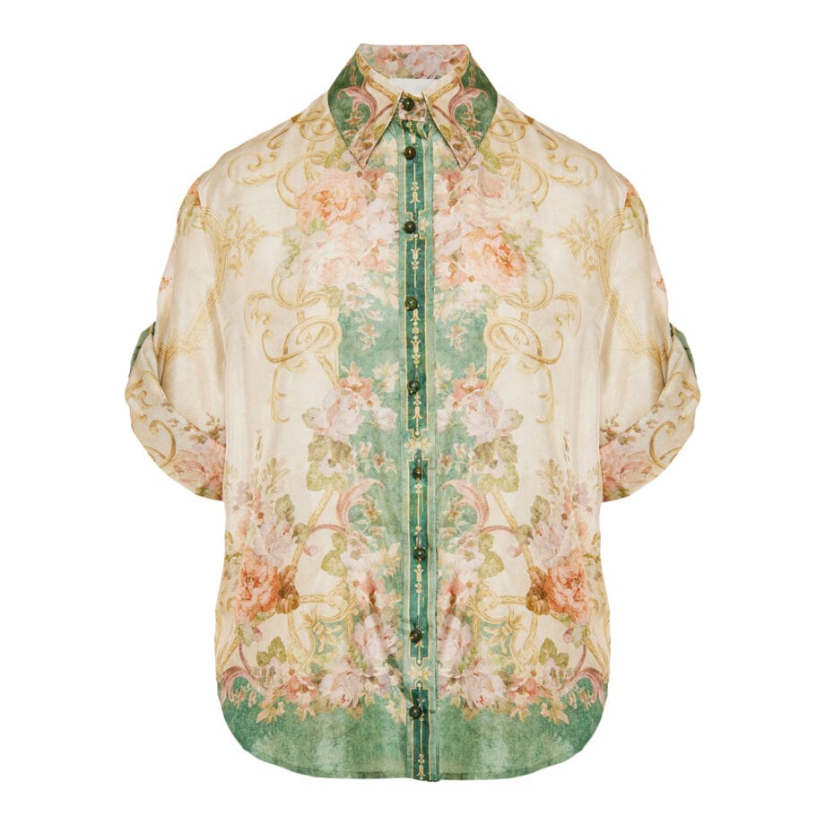 August floral silk shirt