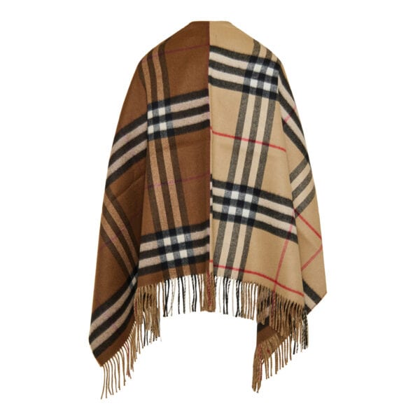 Contrast Check wool-cashmere cape