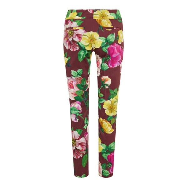 Camellia print cotton trousers