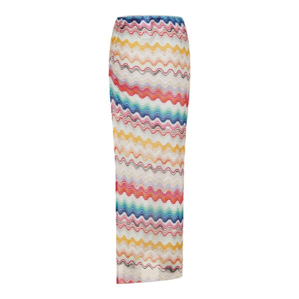 Wave motif crochet long skirt