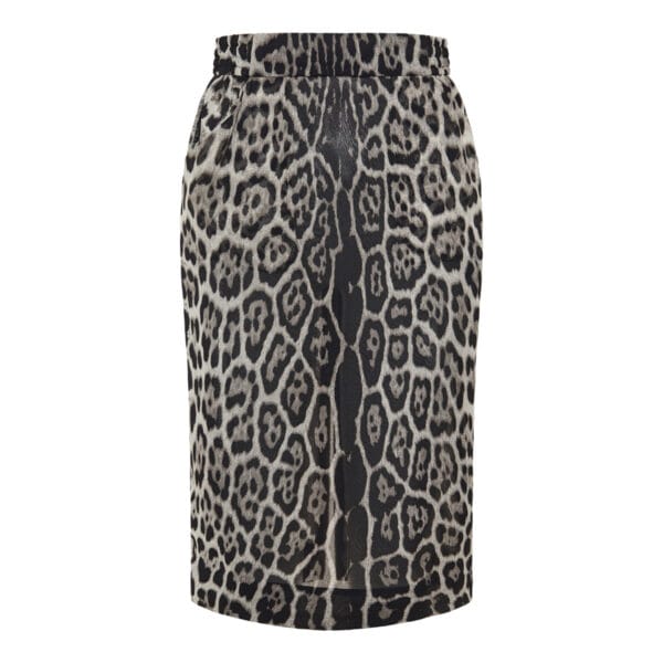 Leopard print silk midi skirt