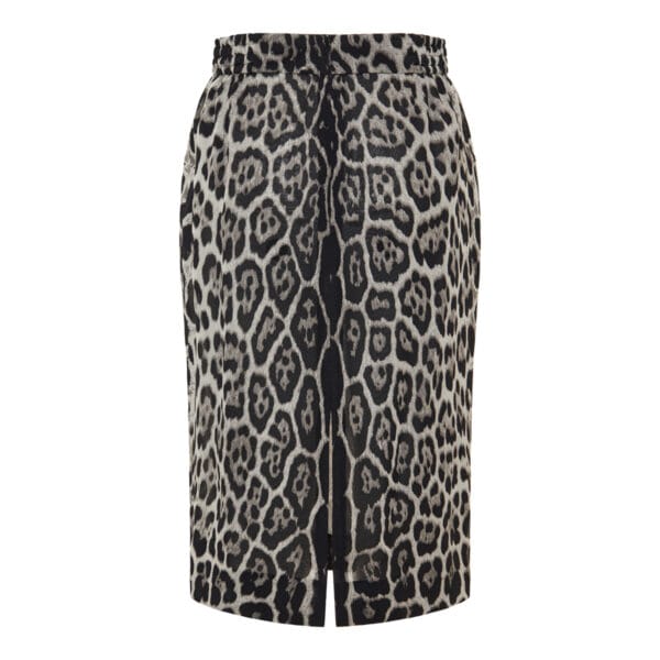 Leopard print silk midi skirt
