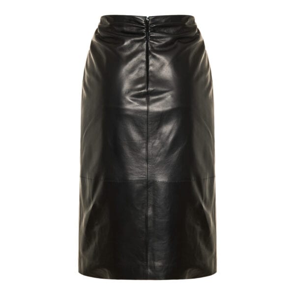 Twist leather pencil skirt