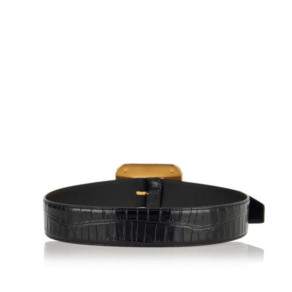 Croc-embossed leather belt