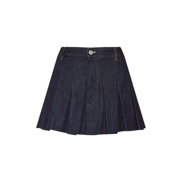 Pleated denim mini skirt