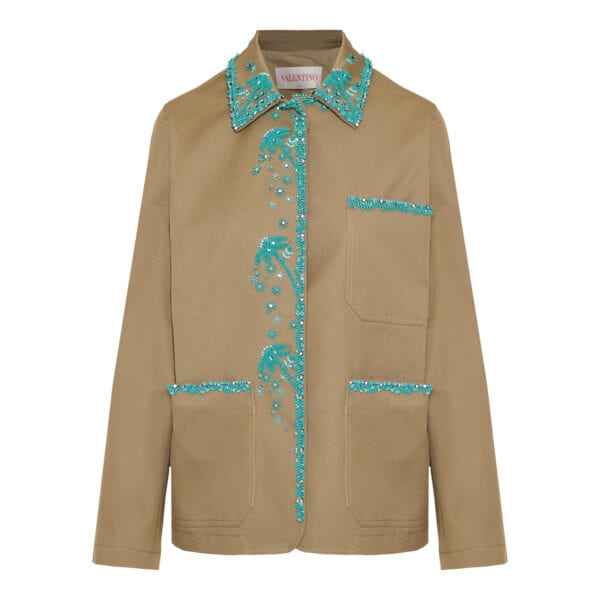 Bead-embellished cotton jacket