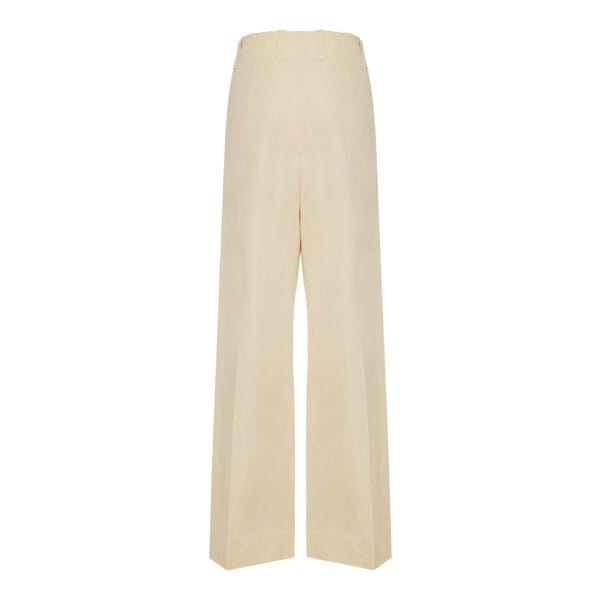 Pleated cotton-silk trousers
